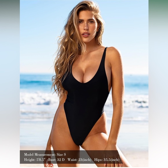 RELLECIGA One Piece FREE DA MOB Thong Swimsuit Small in Black NWT 116 - Picture 4 of 10